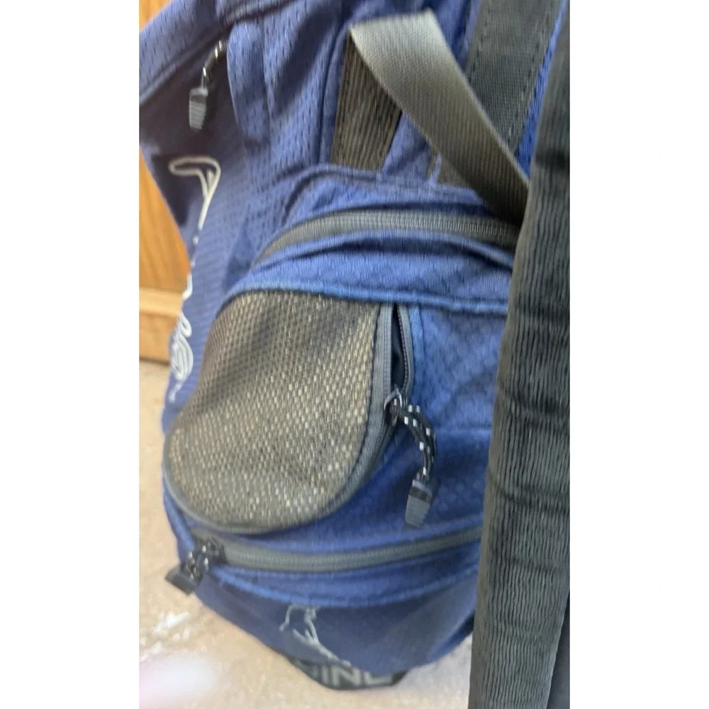 Vtg Ping Hoofer 4 Way Carry Golf Bag Dual Straps Blue W/Stand